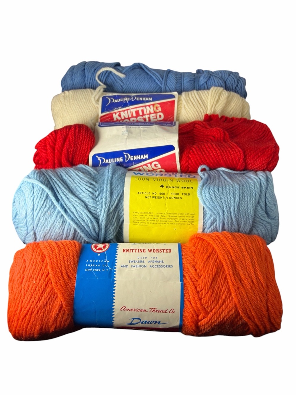 Vintage wool yarn lot dawn pauline denham grant crest lot of 5